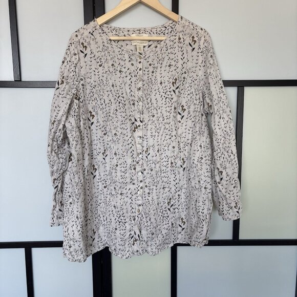 CYNTHIA ROWLEY Linen Floral Blouse Women’s 1X Coastal Femenine Boho Cottagecore - Picture 13 of 16